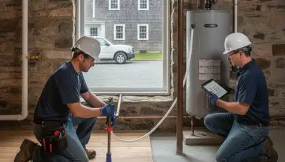 Plumber repairing pipe in Plymouth, MA for residential plumbing service