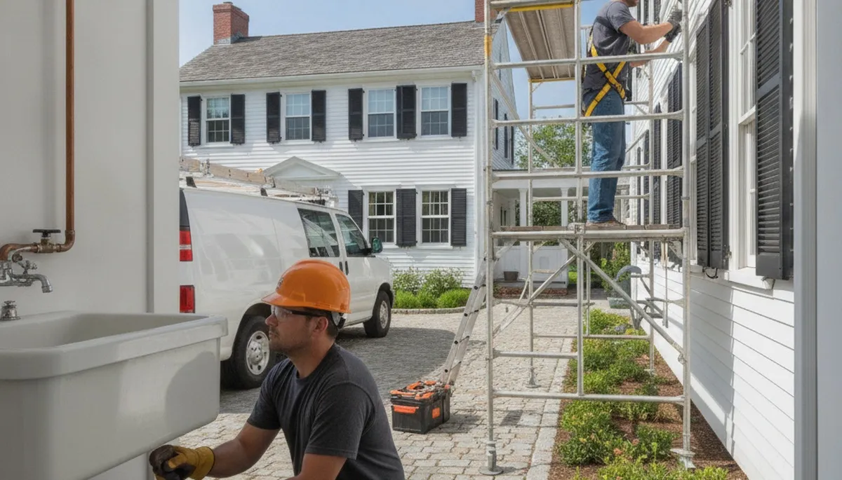 Plymouth, MA plumber repairing a leak for a local plumbing service campaign