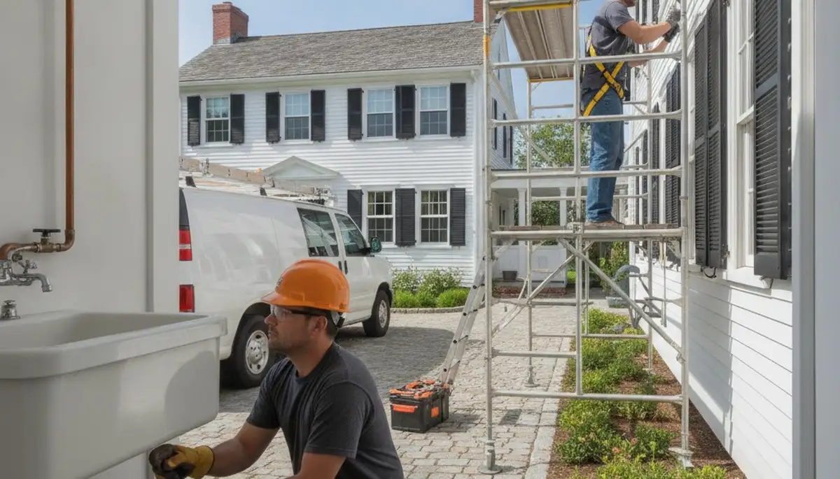 Plymouth, MA plumber repairing a leak for a local plumbing service campaign