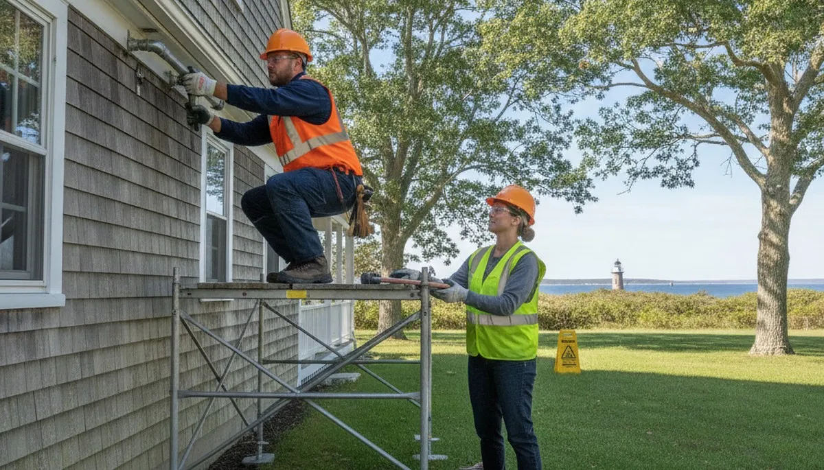 Professional Plymouth, MA plumber repairing pipes for residential plumbing service