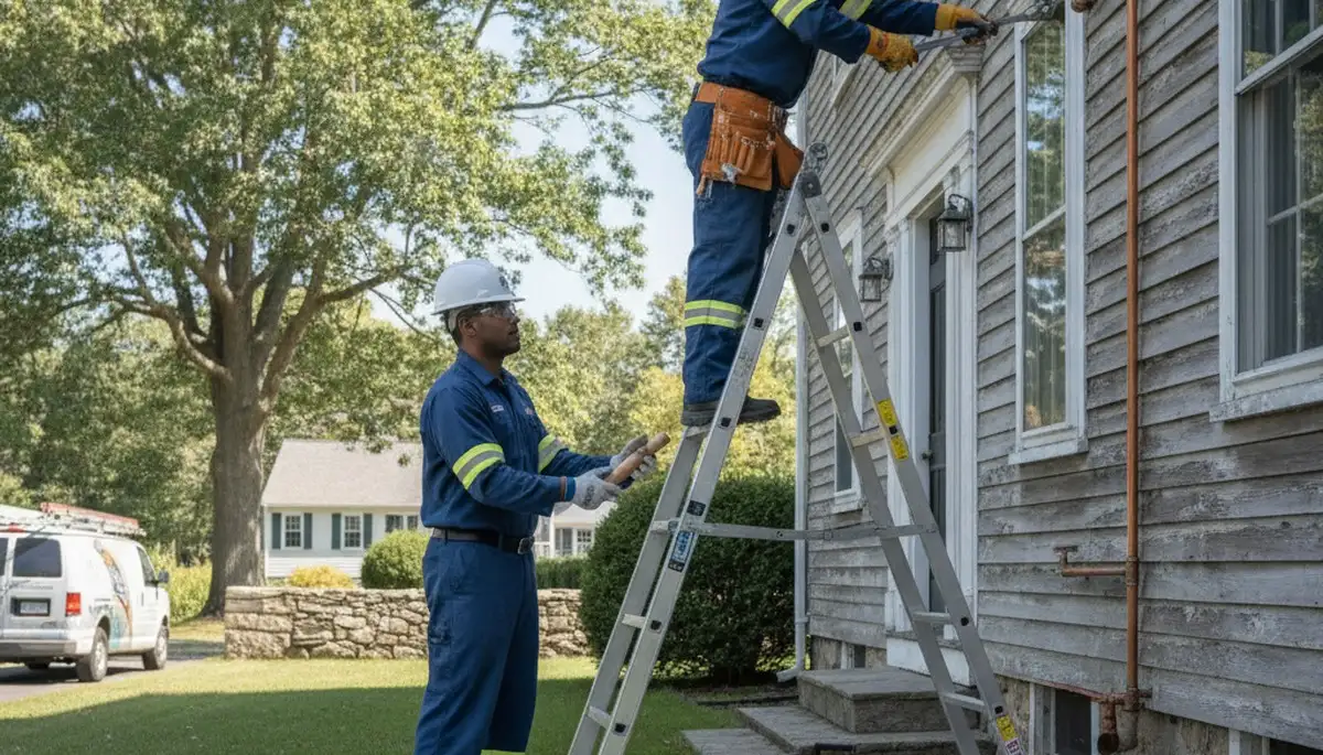 Plymouth, MA plumber repairing a plumbing leak for a local home service call