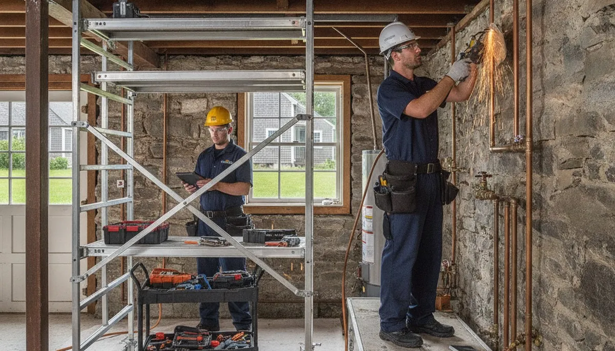 Plumber repairing pipes in Plymouth, MA for emergency plumbing service