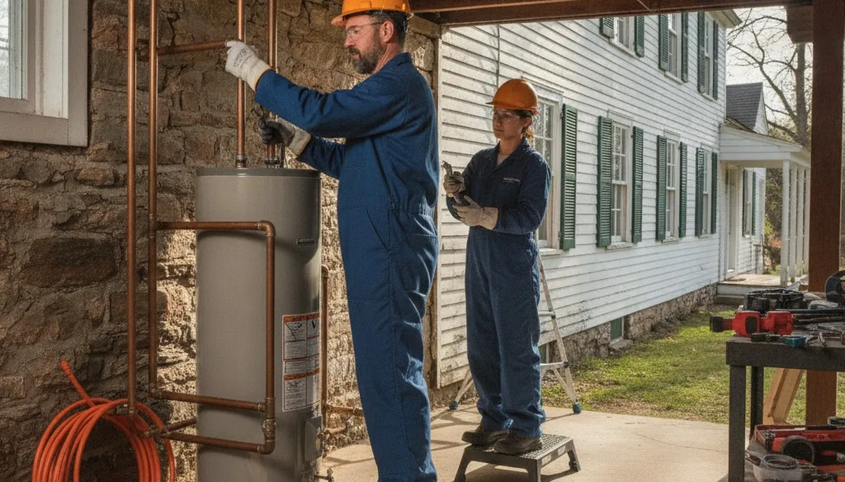 Plumber repairing pipes in Plymouth, MA for plumbing service from Plumbers Plymouth MA
