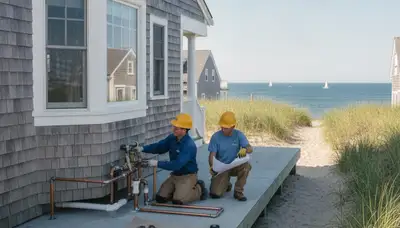 Professional Plymouth, MA plumber repairing a residential pipe for local plumbing service