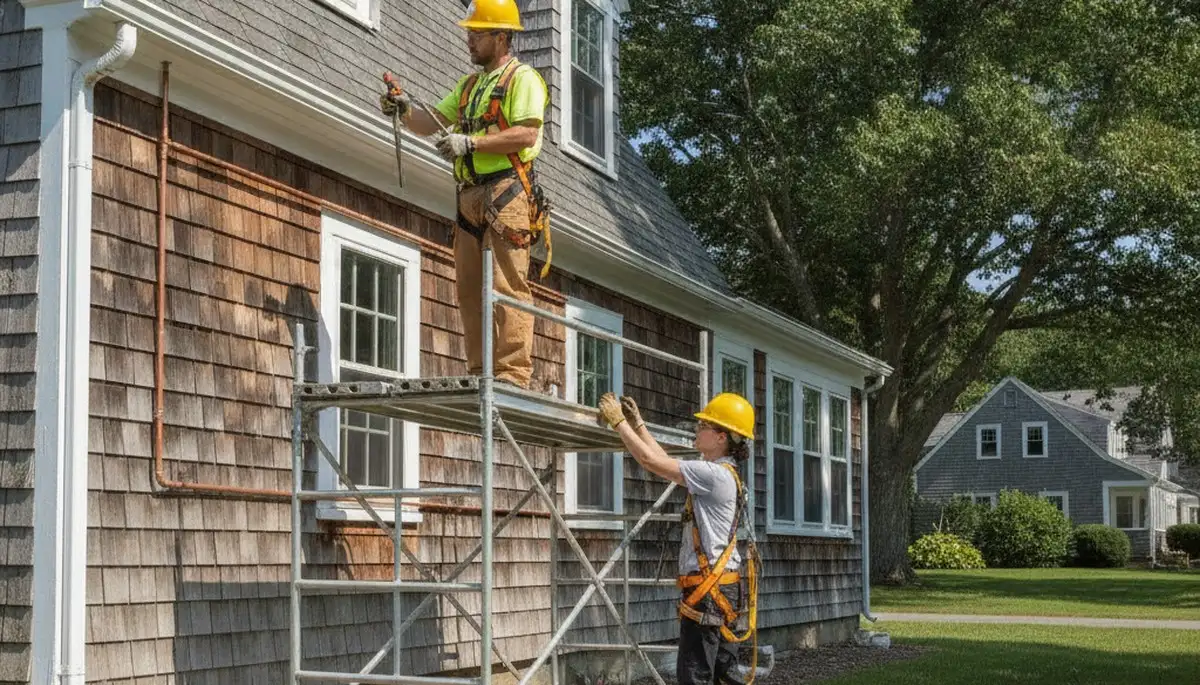 Plumbers on a plumbing repair call in Plymouth, MA, for a local home service job