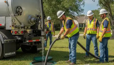 Septic pumping service truck for Plymouth, MA homes by On Call Plumbers