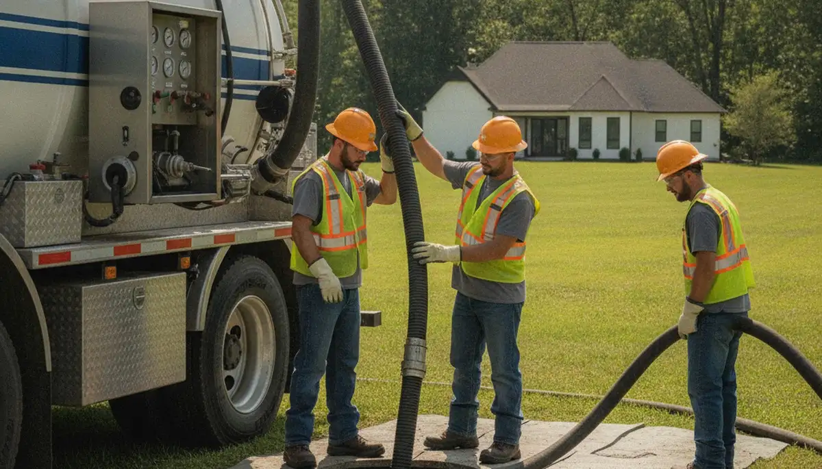 Septic pumping service truck for Plymouth, MA homes by On Call Plumbers